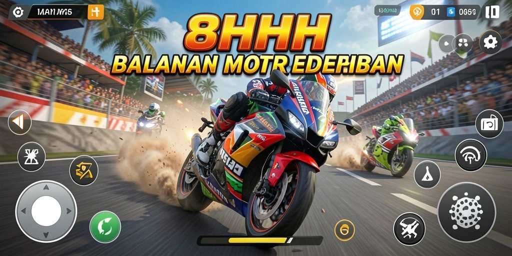Gameplay mendebarkan saat balapan motor di 8HHH.