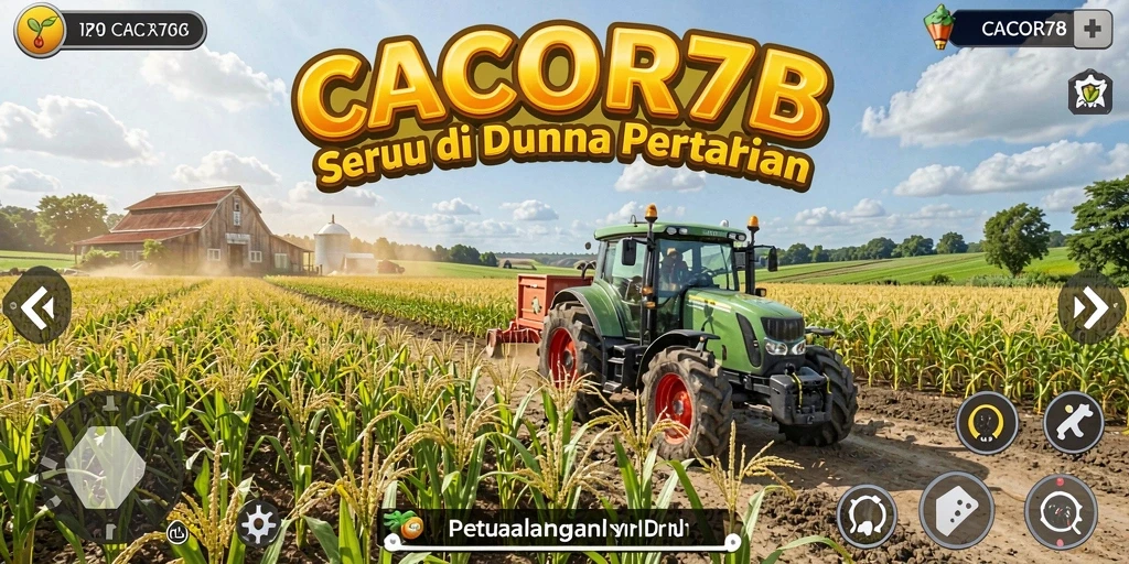 Screenshot utama CACOR78 menampilkan gameplay seru di ladang pertanian.
