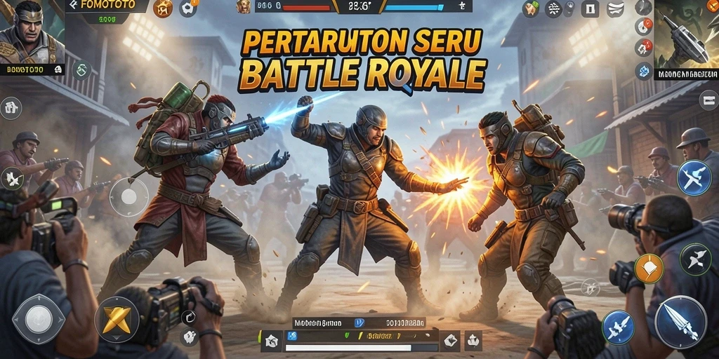 Gameplay seru di FOMOTOTO dengan aksi Battle Royale.