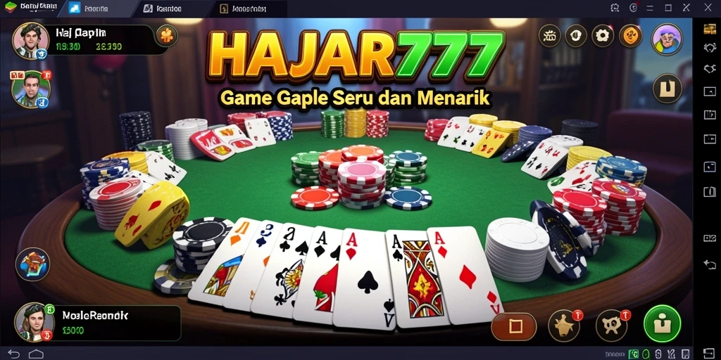 Tampilan gameplay menarik dalam permainan Gaple HAJAR777 yang seru.