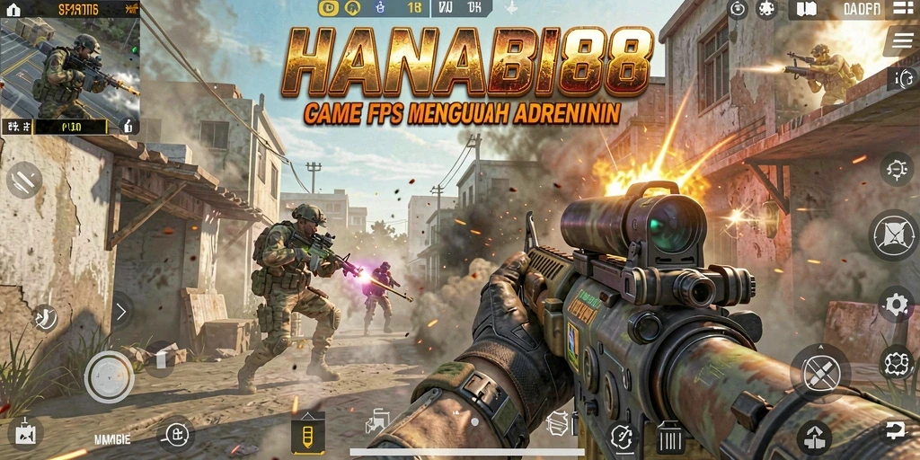 Gameplay seru dalam HANABI88 dengan pertarungan FPS yang intens.