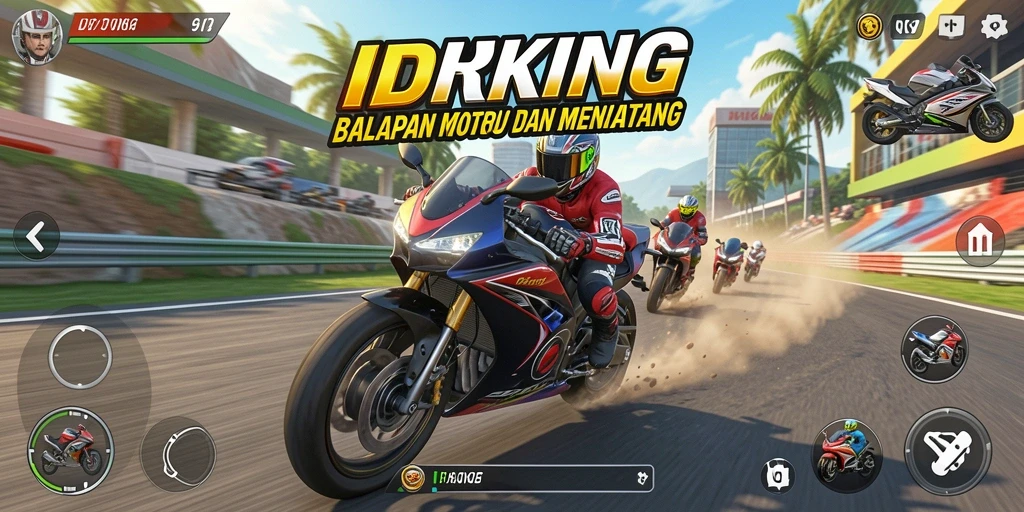 Screenshot gameplay IDRKING dengan suasana balap yang intens.