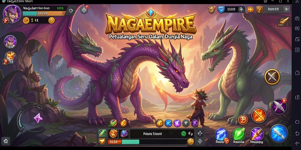 Gameplay menarik NAGAEMPIRE dengan naga yang menawan.