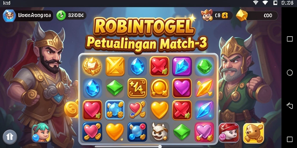 Tampilan gameplay seru dalam ROBINTOGEL Match-3.