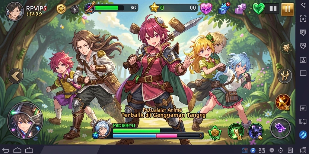 Gameplay menampilkan pertarungan karakter anime yang dinamis dan menghibur.