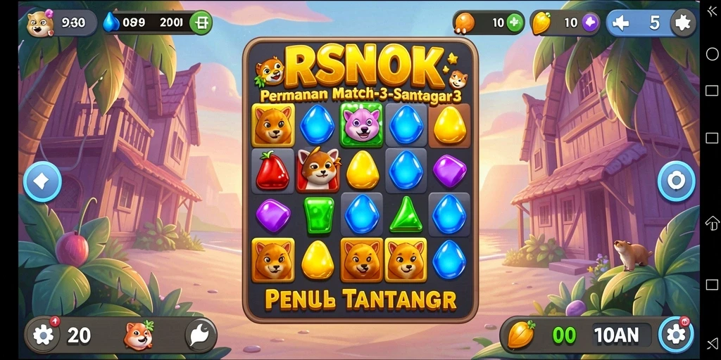 Screenshot gameplay RSNOK menunjukkan kombinasi objek yang seru.