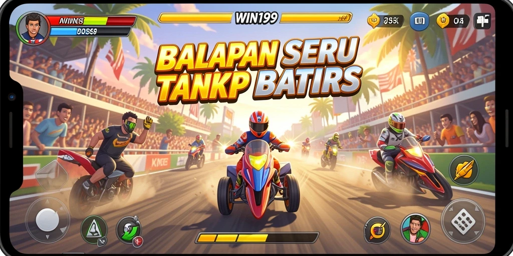 Screenshot gameplay WIN199 menampilkan aksi balap yang mendebarkan.
